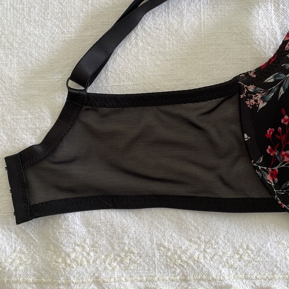 Adrienne Vittadini Studio Black Floral Bra Women's Size 38DD - Picture 6 of 8